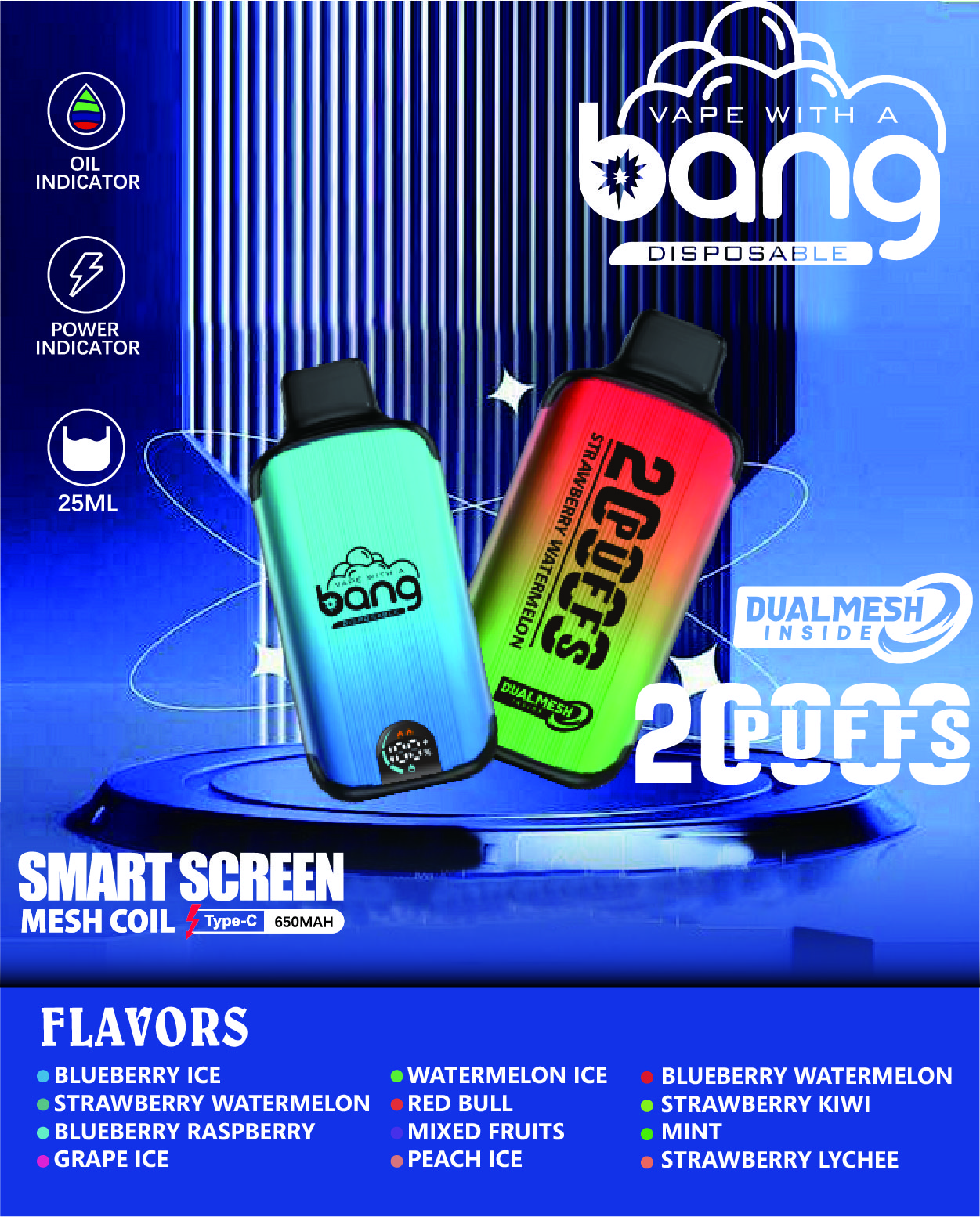 BANG 20000 Puffs Smart Screen Vape original E Cigarette