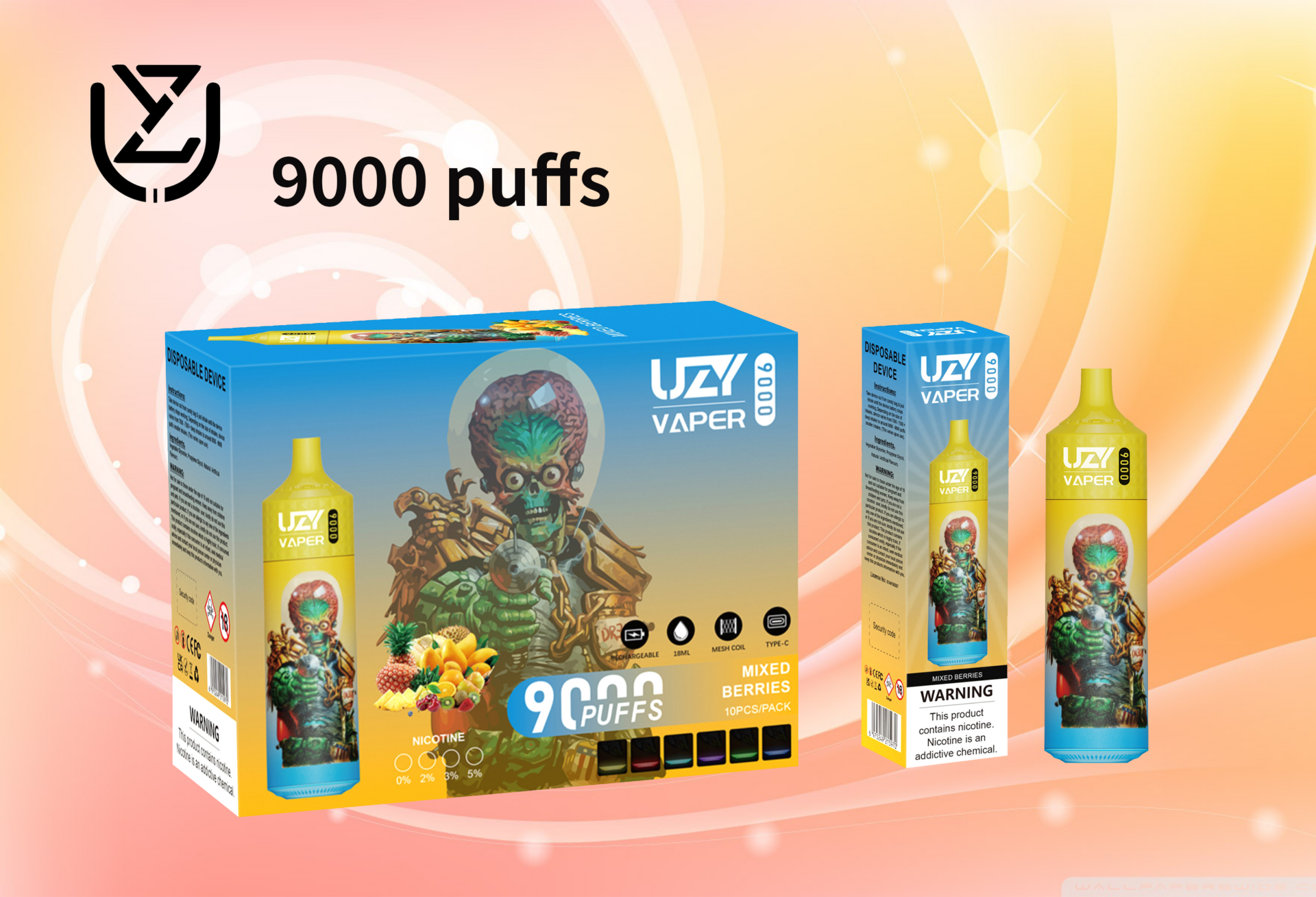 UZY Vaper 9000 Puffs Vape original E Cigarette