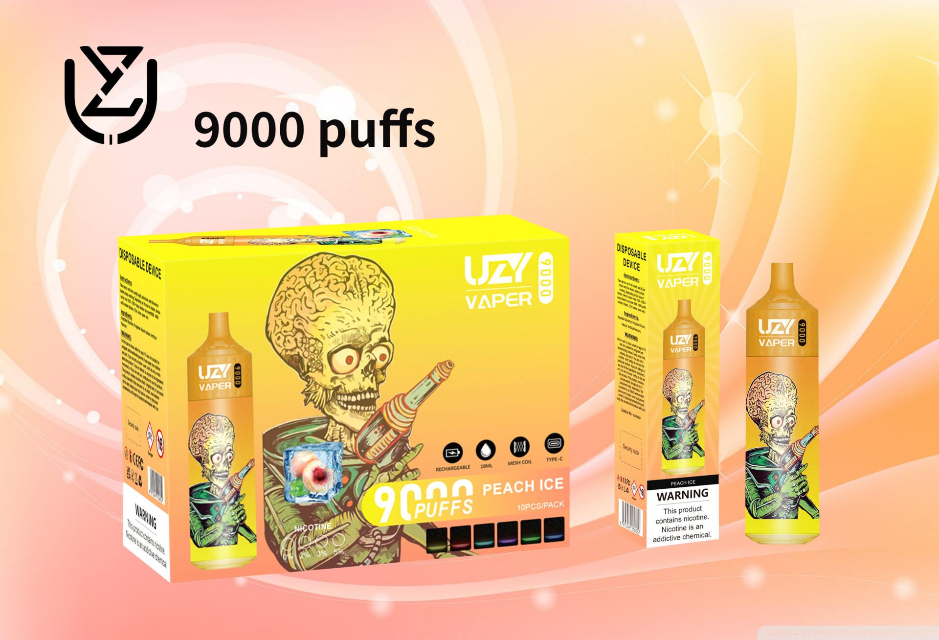 UZY Vaper 9000 Puffs Vape original E Cigarette