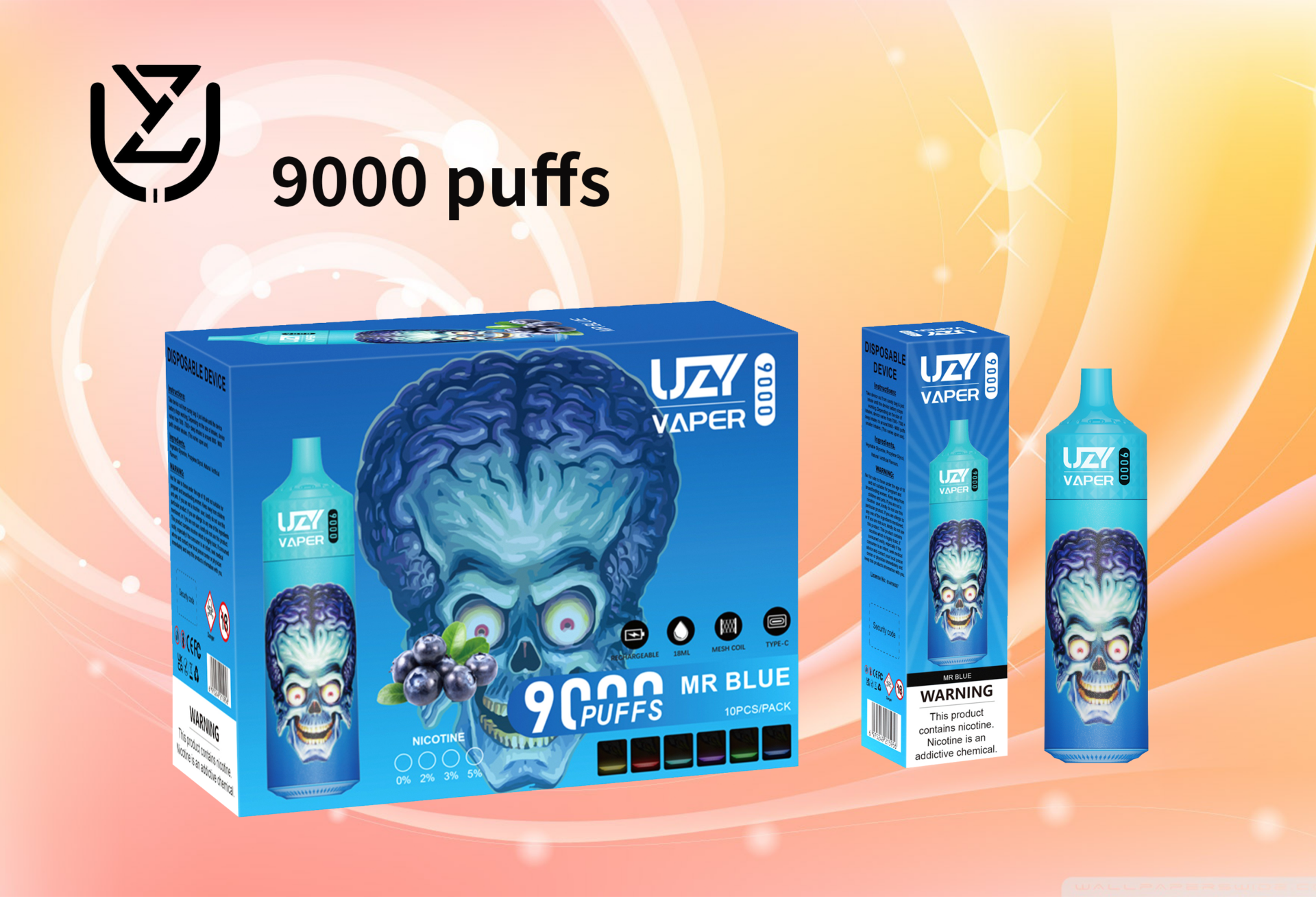 UZY Vaper 9000 Puffs Vape original E Cigarette