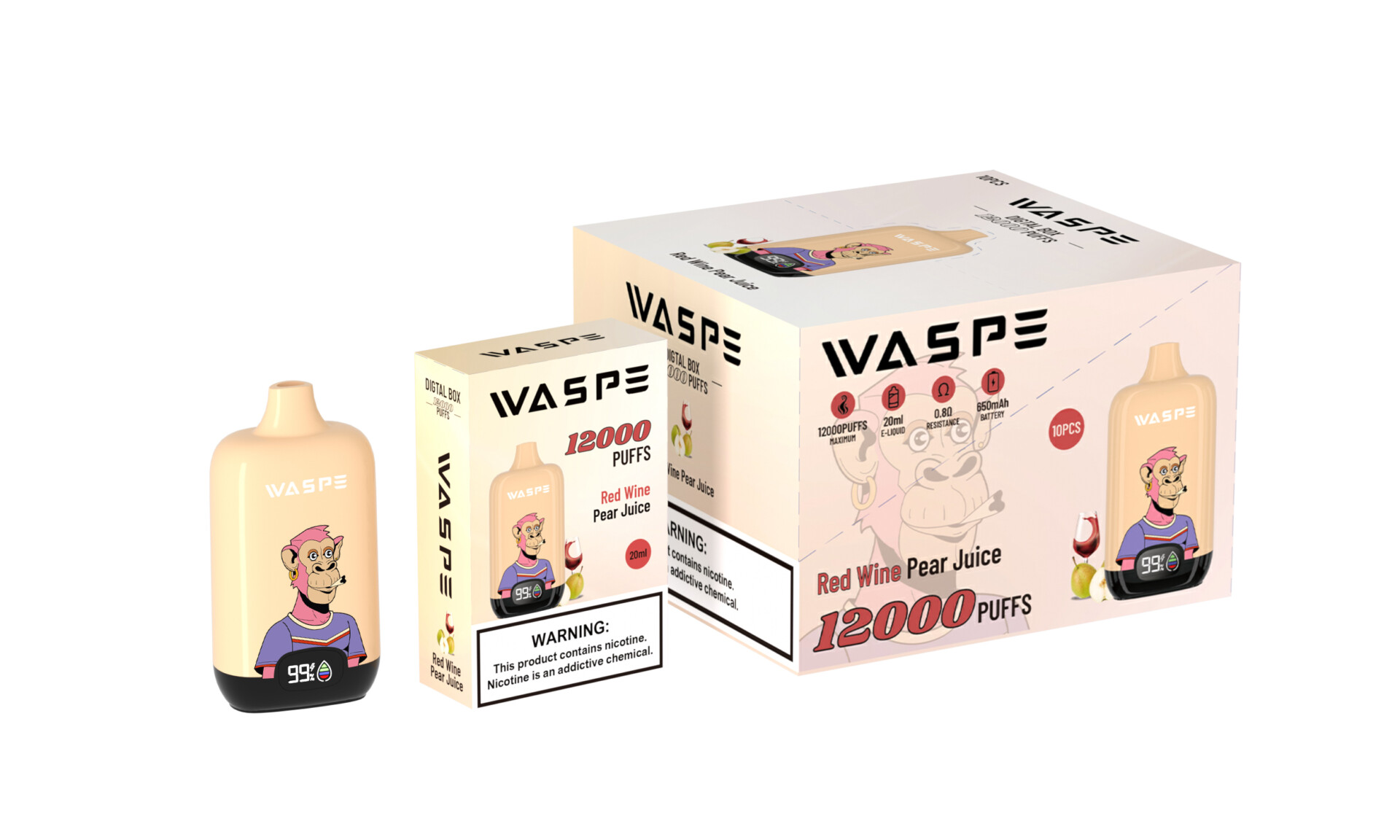 WASPE Digital Box 12000 Puffs Vape Original E-Cigarette