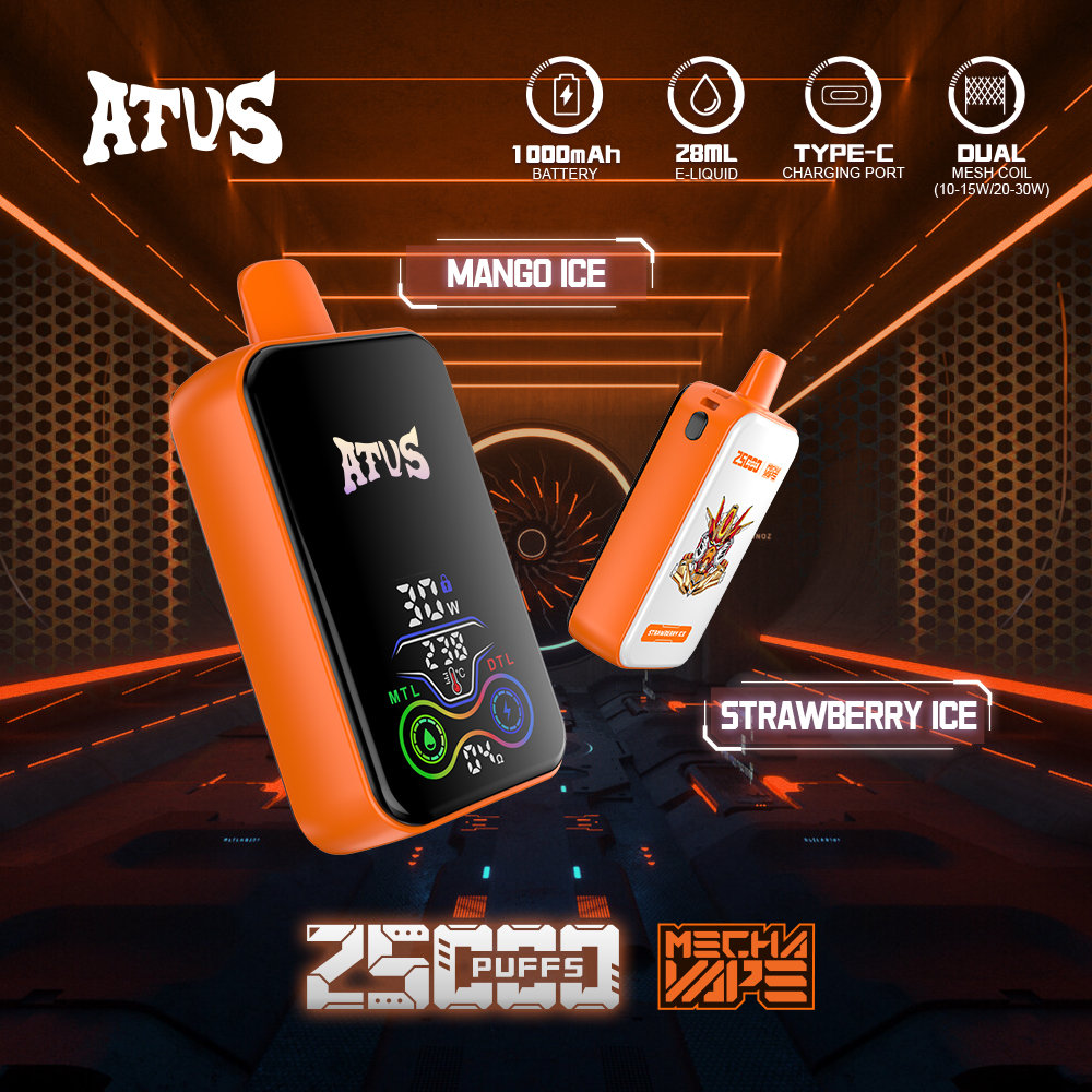 ATVS 25000 Puffs Vape Dual Mesh Coil & Rechargeable Original E-Cigarette