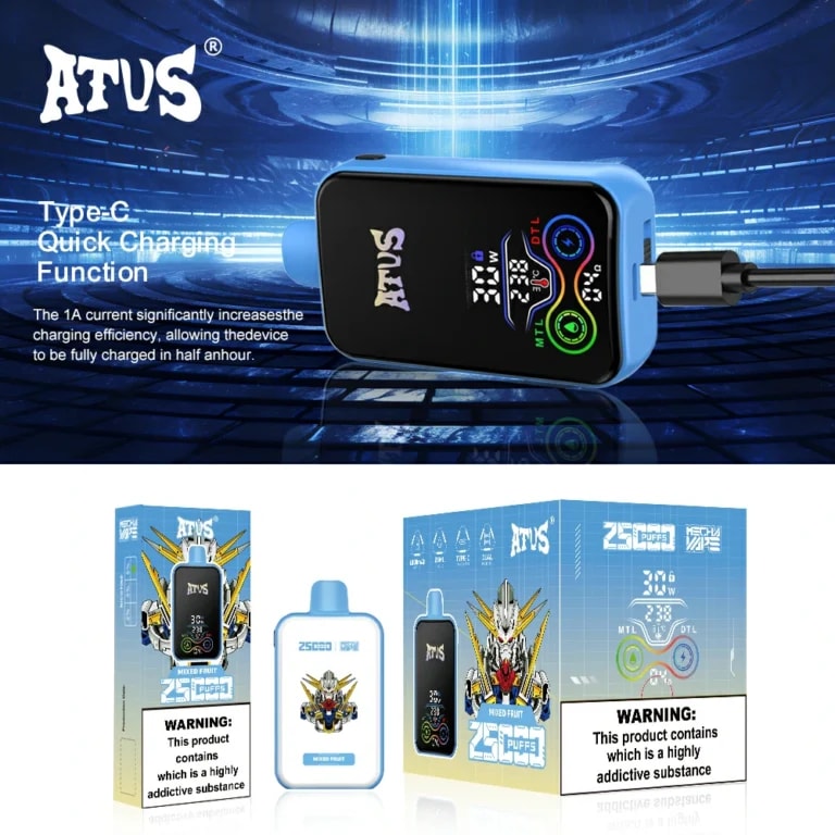 ATVS 25000 Puffs Vape Dual Mesh Coil & Rechargeable Original E-Cigarette