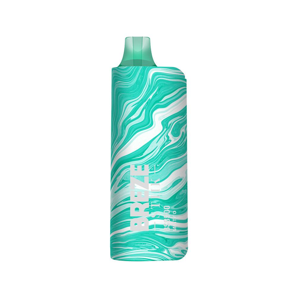 Green and white marbled vape pen with the text "BREEZE" and "800" on the side.