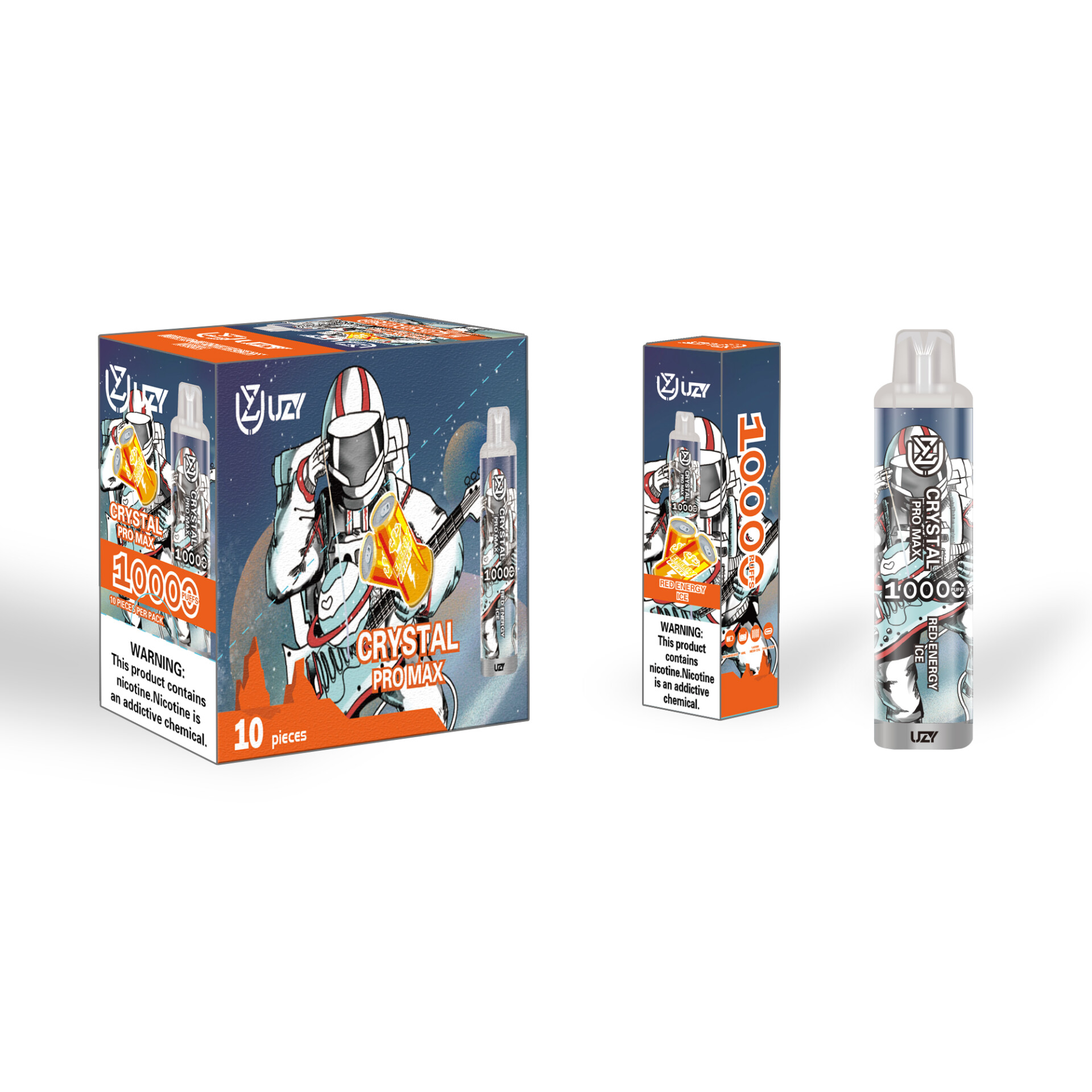 UZY Crystal Pro Max 10k Puffs 0% 2% 3% 5% Nicotine Rechargeable Disposable Pod