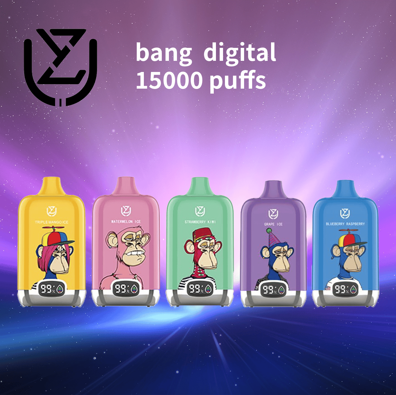 UZY Bang Digital 15000 bouffées affichage LED Vape cigarette électronique originale