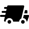 Una semplice illustrazione al tratto di un camion per le consegne con linee di movimento, che indicano velocità o movimento.