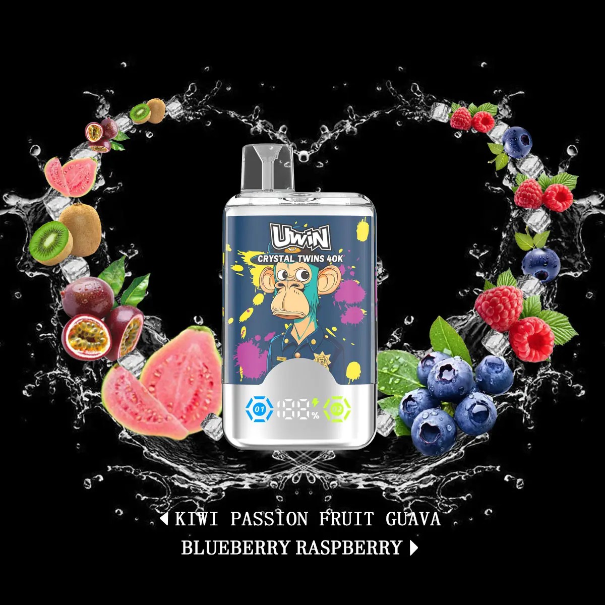 Uwin Crystal Twins 40K Puffs Vape Dual Flavors Original E-Zigarette-Nikotin Optionen: 0%, 2%, 3%, 5% Puffs: Bis zu 40.000 Züge E-Liquid Kapazität: 32ml Mesh Coil: 0,6Ω Wiederaufladbarer Akku: 850mAh Smart Screen Type-C Crystal Design Aromen: 10 Optionen verfügbar Verpackung: 10 Stück/Karton