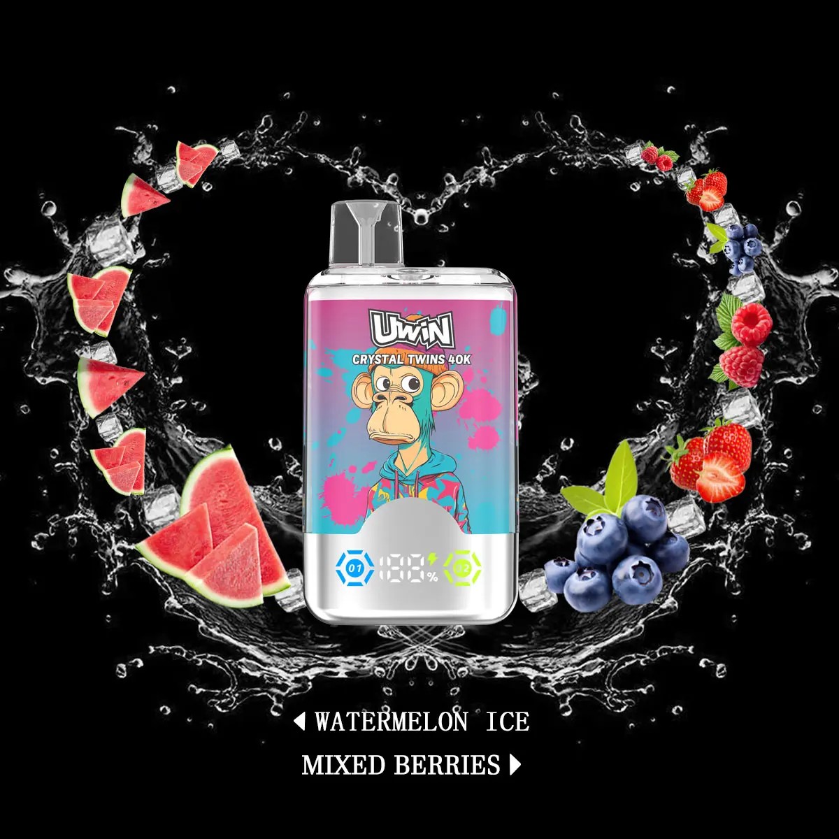 Uwin Crystal Twins 40K Puffs Vape Dual Flavors Original E-Zigarette-Nikotin Optionen: 0%, 2%, 3%, 5% Puffs: Bis zu 40.000 Züge E-Liquid Kapazität: 32ml Mesh Coil: 0,6Ω Wiederaufladbarer Akku: 850mAh Smart Screen Type-C Crystal Design Aromen: 10 Optionen verfügbar Verpackung: 10 Stück/Karton