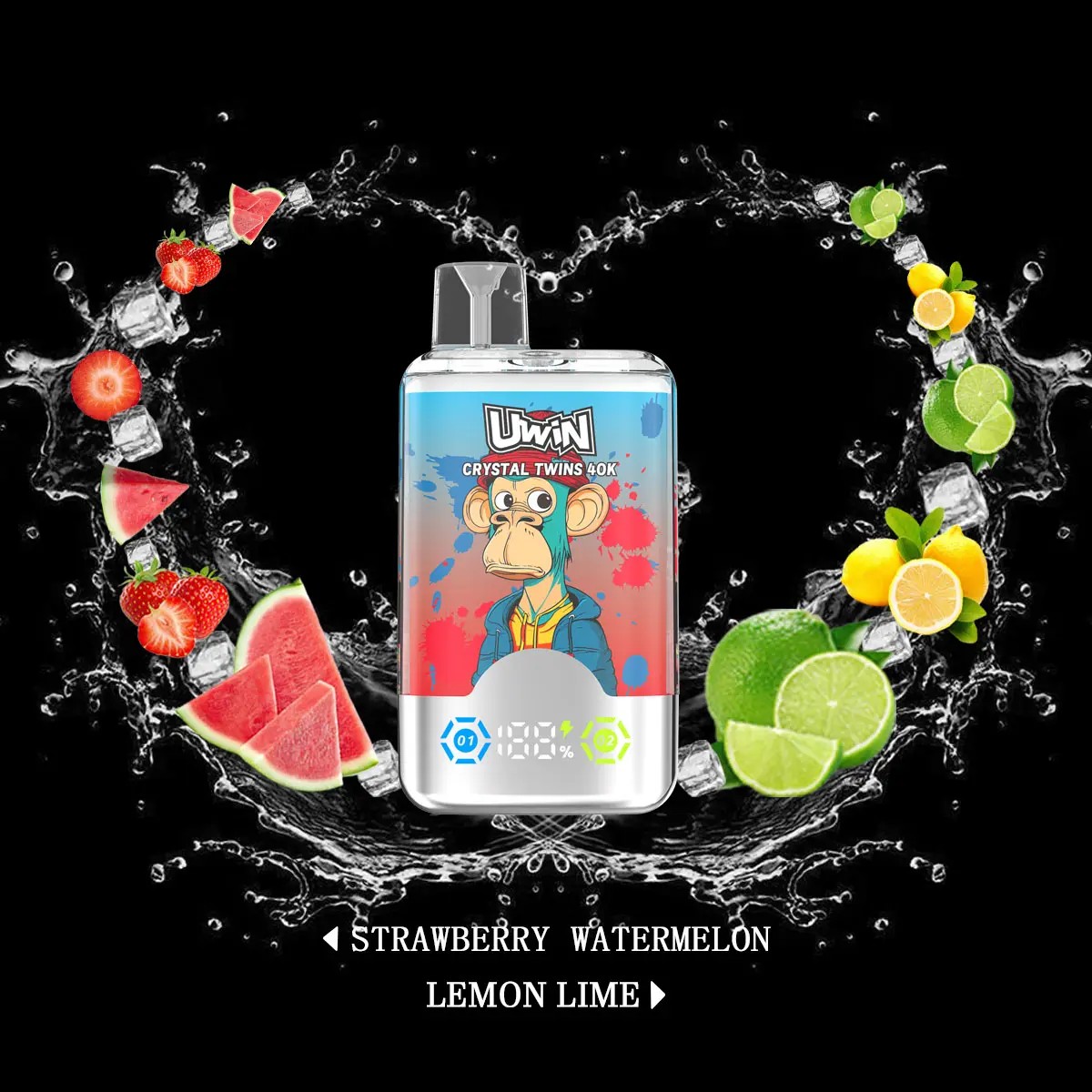 Uwin Crystal Twins 40K Puffs Vape Dual Flavors Original E-Zigarette-Nikotin Optionen: 0%, 2%, 3%, 5% Puffs: Bis zu 40.000 Züge E-Liquid Kapazität: 32ml Mesh Coil: 0,6Ω Wiederaufladbarer Akku: 850mAh Smart Screen Type-C Crystal Design Aromen: 10 Optionen verfügbar Verpackung: 10 Stück/Karton