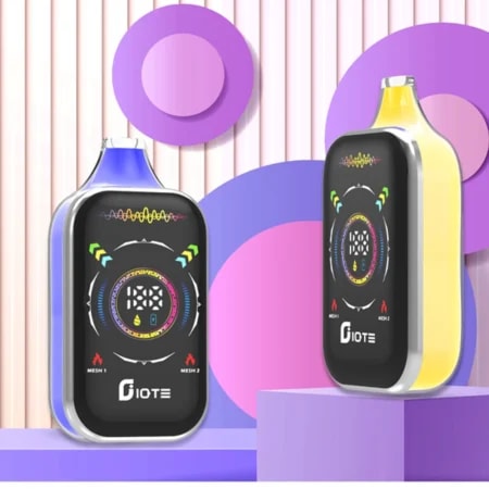 Högkapacitets IQTE 50000 Puffs Vape med 38 ml e-vätska, dubbel mesh-spole, LED-display, RGB-ljus, justerbart luftflöde och Type-C snabbladdning. Erbjuder 2% och 5% nikotin för långvarig, anpassningsbar vaping-tillfredsställelse.