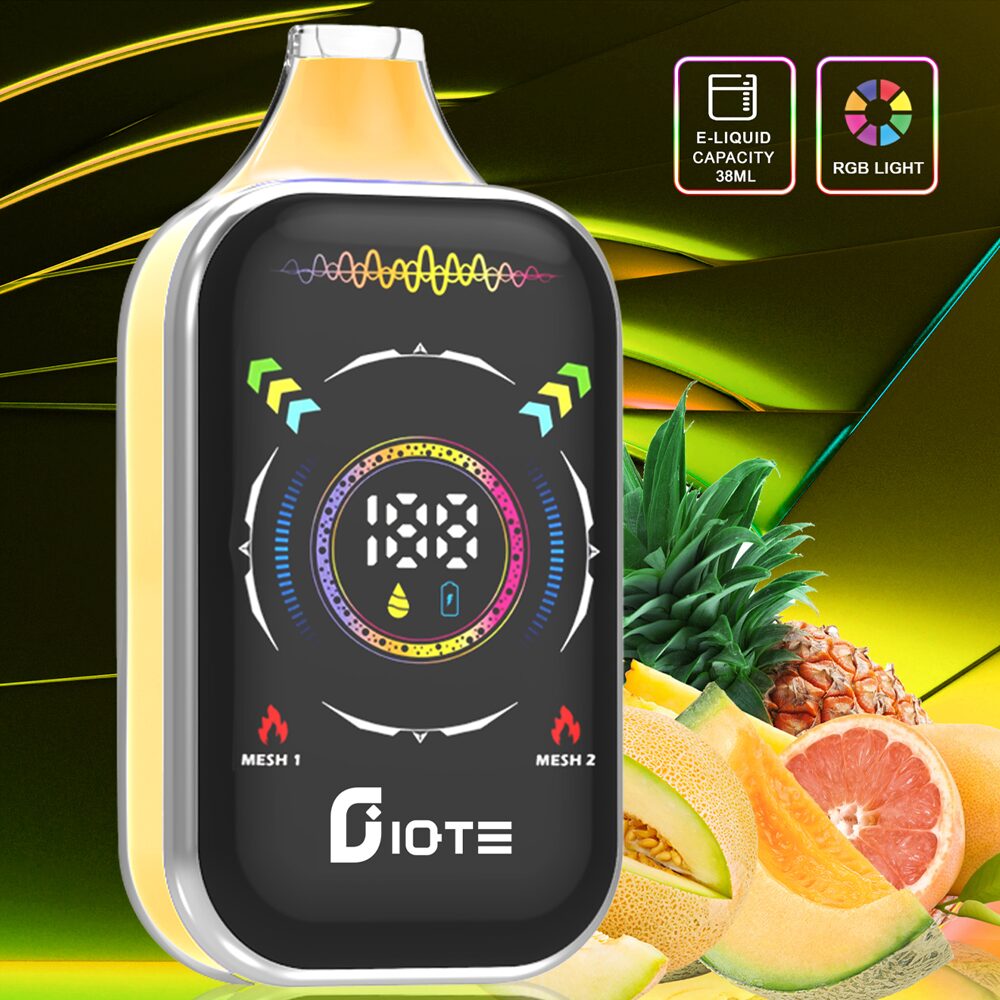 IQTE 50000 Puffs Vape mit hoher Kapazität, 38 ml E-Liquid, Dual-Mesh-Coil, LED-Display, RGB-Beleuchtung, einstellbarem Luftstrom und Schnellladefunktion Typ C. Bietet 2% und 5% Nikotin für langanhaltenden, individuellen Dampfgenuss.