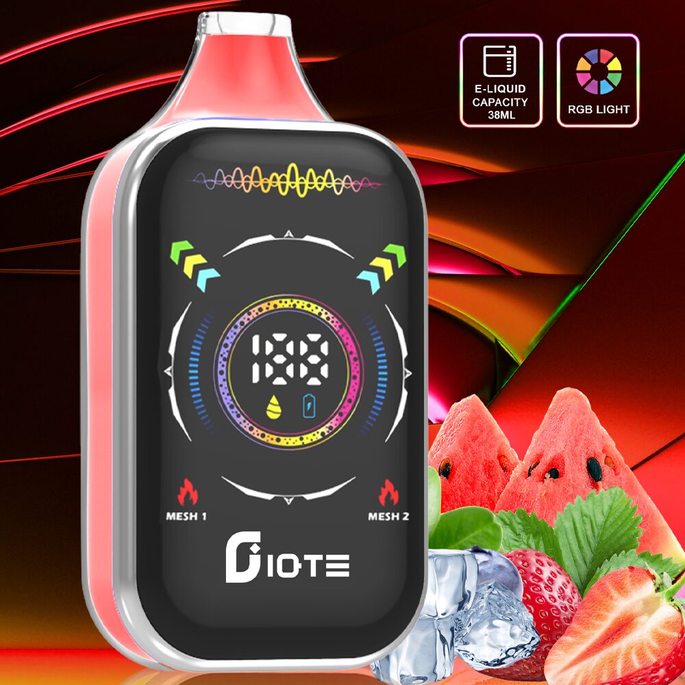 IQTE 50000 Puffs Vape mit hoher Kapazität, 38 ml E-Liquid, Dual-Mesh-Coil, LED-Display, RGB-Beleuchtung, einstellbarem Luftstrom und Schnellladefunktion Typ C. Bietet 2% und 5% Nikotin für langanhaltenden, individuellen Dampfgenuss.