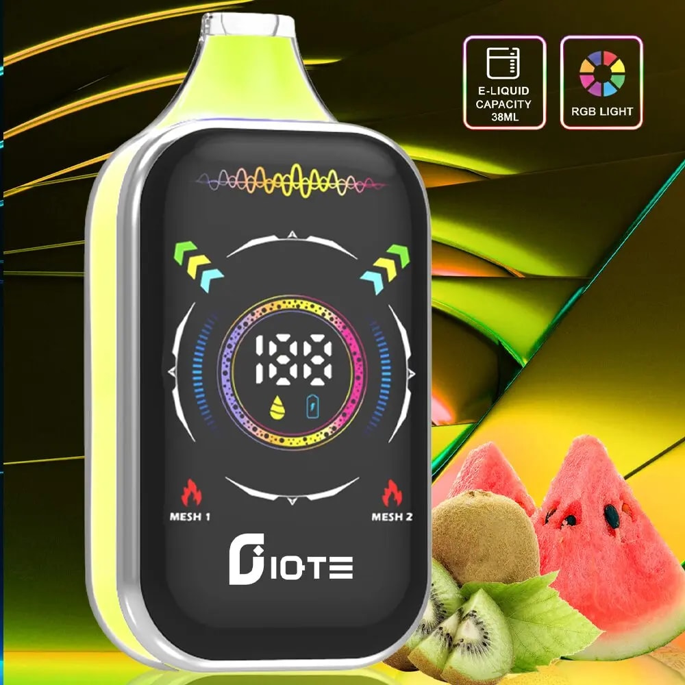IQTE 50000 Puffs Vape mit hoher Kapazität, 38 ml E-Liquid, Dual-Mesh-Coil, LED-Display, RGB-Beleuchtung, einstellbarem Luftstrom und Schnellladefunktion Typ C. Bietet 2% und 5% Nikotin für langanhaltenden, individuellen Dampfgenuss.