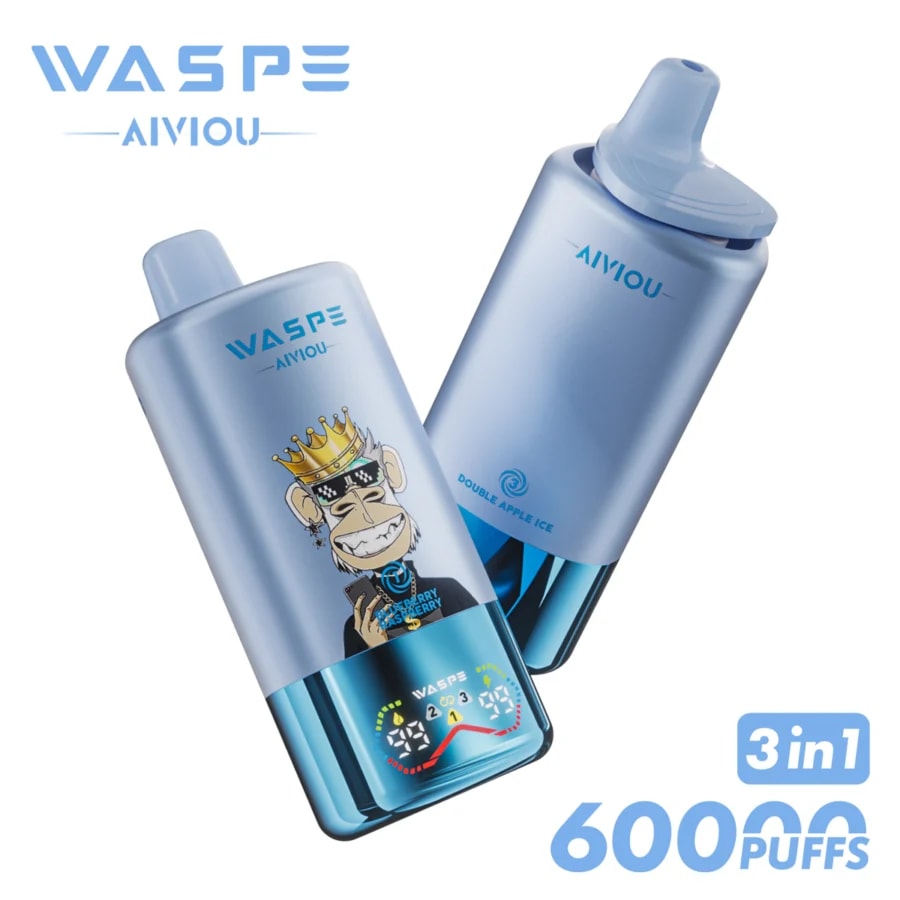 Waspe 60K Vape offre fino a 60.000 tiri, tripla possibilità di cambiare l'aroma, opzioni di nicotina 0–5%, e-liquid da 54 ml, display intelligente e ricarica rapida per un'esperienza di svapo potente e saporita.
