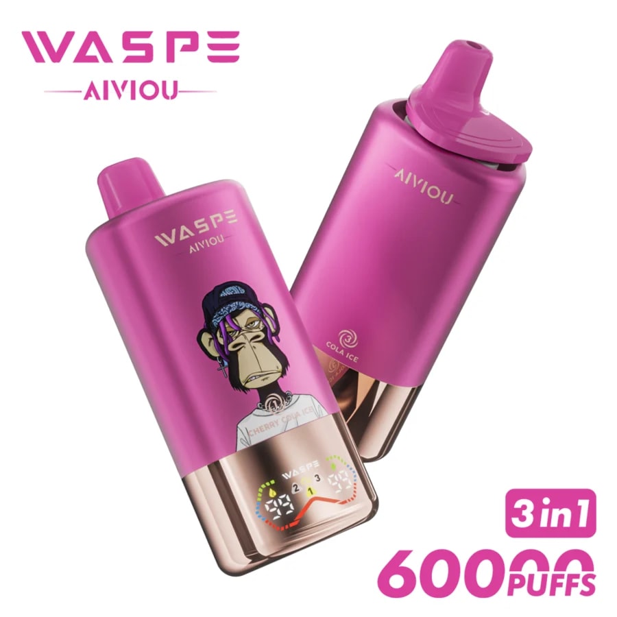 Waspe 60K Vape offre fino a 60.000 tiri, tripla possibilità di cambiare l'aroma, opzioni di nicotina 0–5%, e-liquid da 54 ml, display intelligente e ricarica rapida per un'esperienza di svapo potente e saporita.