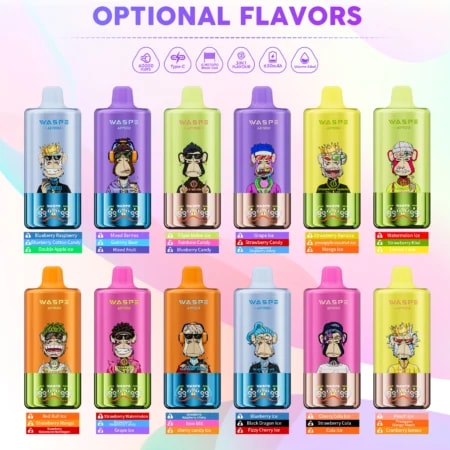 Waspe 60K Vape ofrece hasta 60.000 bocanadas, sabores triples conmutables, opciones de nicotina 0–5%, e-líquido de 54 ml, pantalla inteligente y carga rápida para una experiencia de vapeo potente y sabrosa.