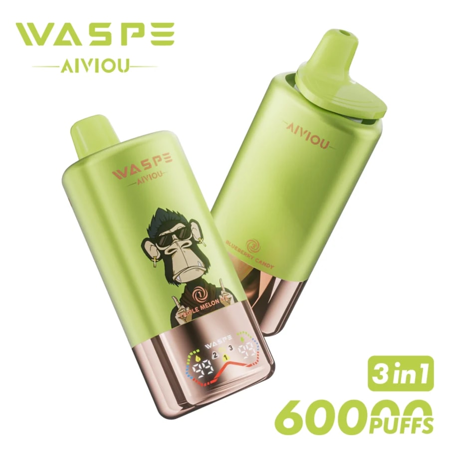 Waspe 60K Vape offre fino a 60.000 tiri, tripla possibilità di cambiare l'aroma, opzioni di nicotina 0–5%, e-liquid da 54 ml, display intelligente e ricarica rapida per un'esperienza di svapo potente e saporita.