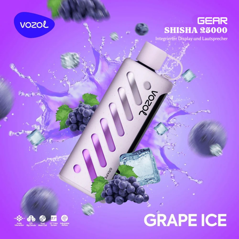 Der Vozol Gear Shisha 25K Puffs Vape bietet zwei Leistungsmodi, 25 ml E-Liquid, 5% Nikotin und 25.000 Züge. Zu den Features gehören ein Smart Chip, zwei Mesh-Coils, ein 2,1-Zoll-Bildschirm, Audio-Feedback und 21 Aromen für ein erstklassiges Dampferlebnis.