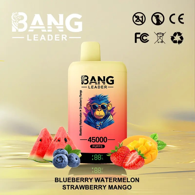 Bang Leader 45Kは、デュアルフレーバーシステム、デュアルメッシュコイル、650mAh充電式バッテリー、LEDディスプレイ、12のフレーバーオプションを備えた最大45,000パフを提供しています。