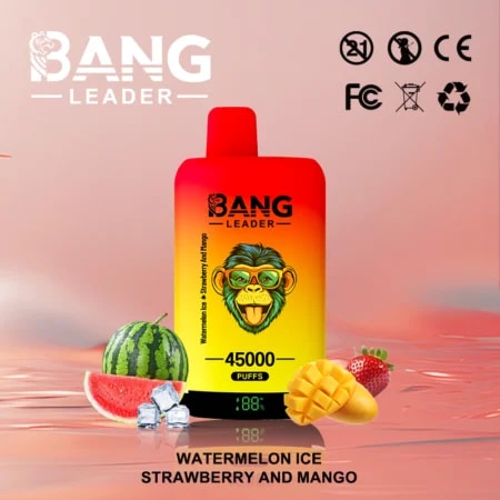 Bang Leader 45K erbjuder upp till 45 000 bloss med ett Dual Flavor System, dubbel mesh-spole, 650mAh uppladdningsbart batteri, LED-skärm och 12 smakalternativ.