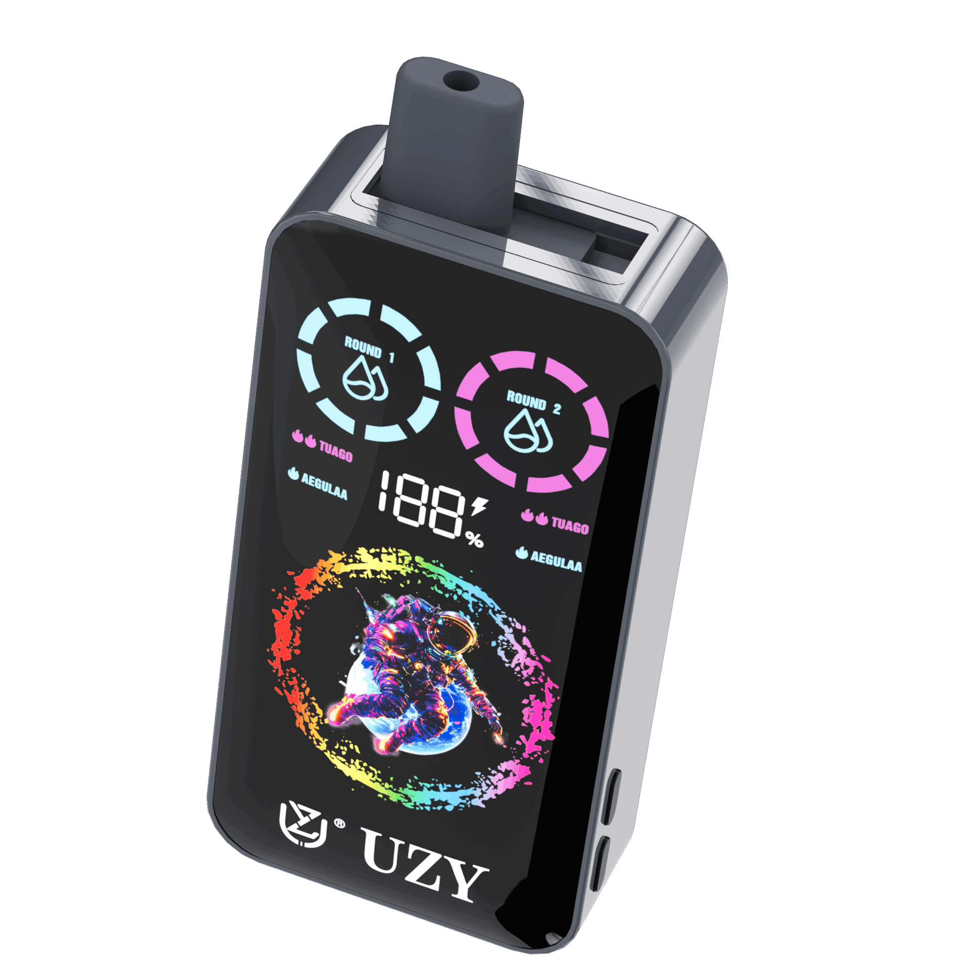 El vaporizador UZY Tornado 30000 Puffs presenta sabores duales, bobina de malla dual, pantalla inteligente y flujo de aire ajustable con hasta 30 000 bocanadas, batería de 850 mAh, 40 ml de e-líquido y opciones de nicotina 0–5%.