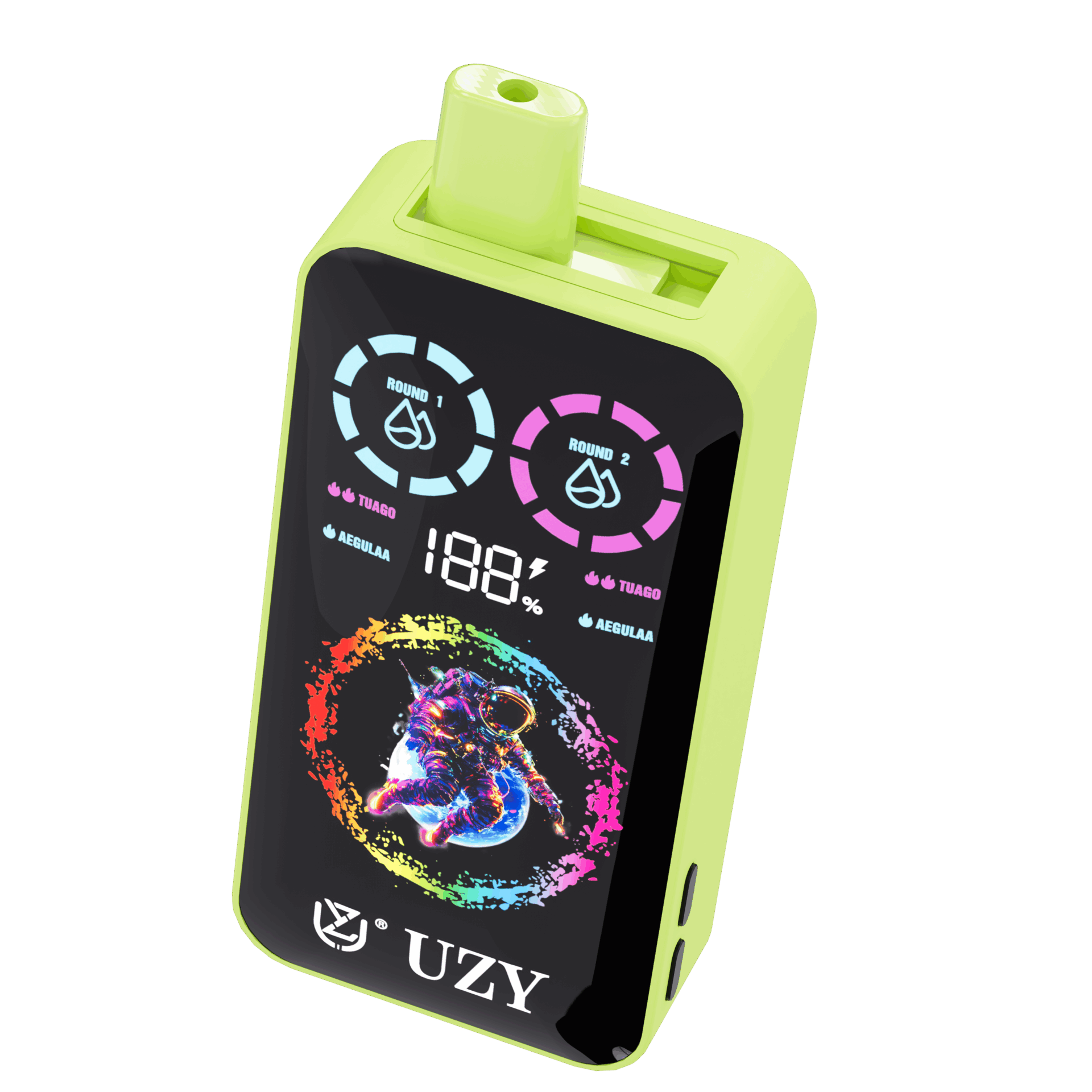 El vaporizador UZY Tornado 30000 Puffs presenta sabores duales, bobina de malla dual, pantalla inteligente y flujo de aire ajustable con hasta 30 000 bocanadas, batería de 850 mAh, 40 ml de e-líquido y opciones de nicotina 0–5%.
