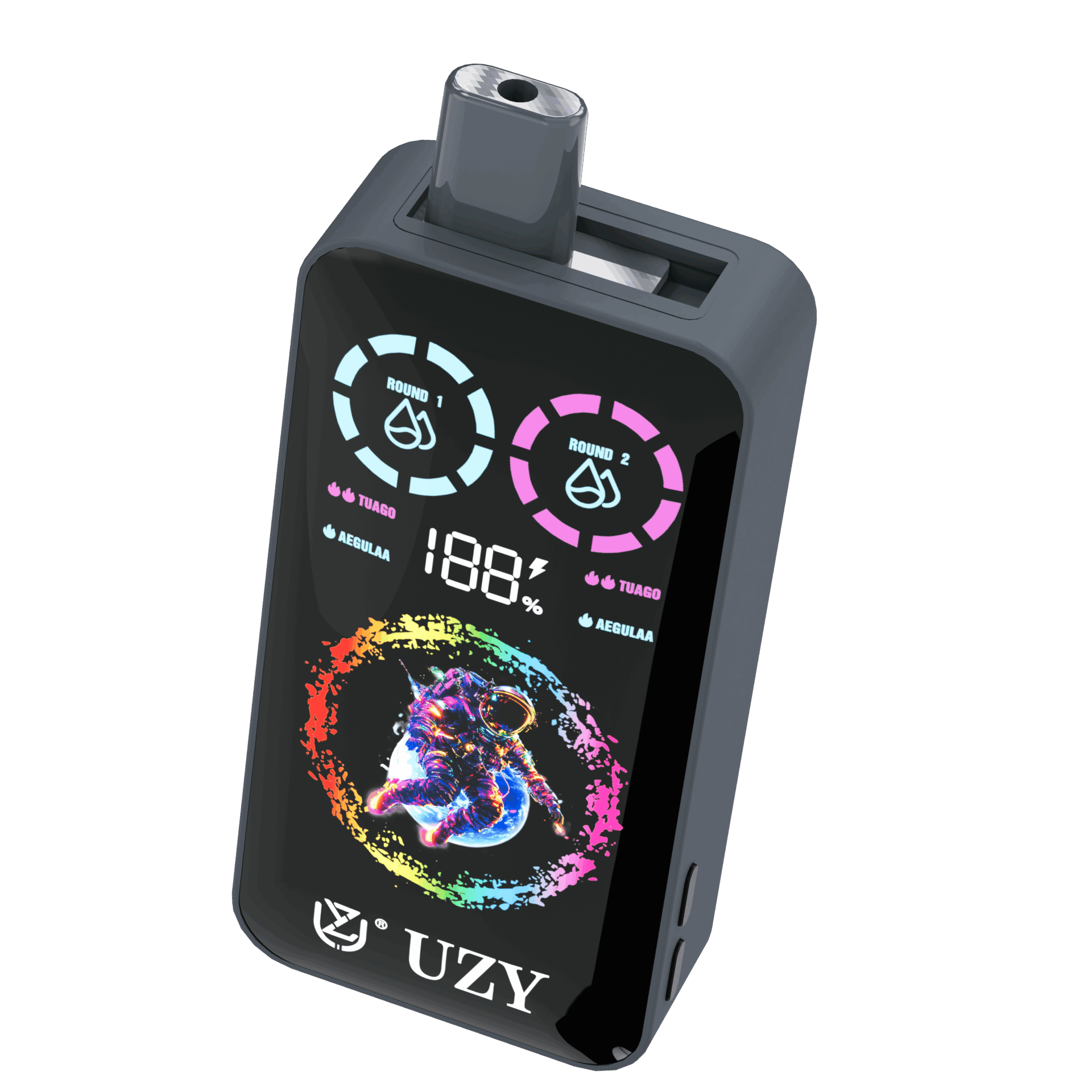 El vaporizador UZY Tornado 30000 Puffs presenta sabores duales, bobina de malla dual, pantalla inteligente y flujo de aire ajustable con hasta 30 000 bocanadas, batería de 850 mAh, 40 ml de e-líquido y opciones de nicotina 0–5%.