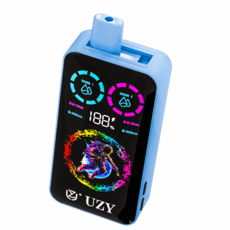 El vaporizador UZY Tornado 30000 Puffs presenta sabores duales, bobina de malla dual, pantalla inteligente y flujo de aire ajustable con hasta 30 000 bocanadas, batería de 850 mAh, 40 ml de e-líquido y opciones de nicotina 0–5%.