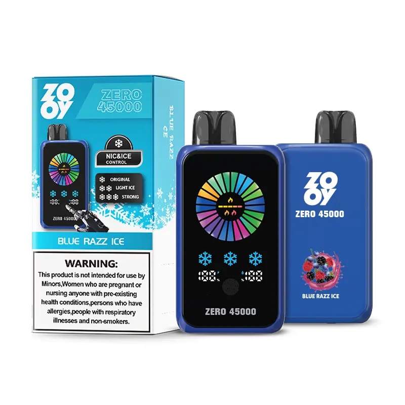 Zooy Zero 45000 Puffs Vapeは、NIC&ICEコントロール、調整可能なエアフロー、デュアルメッシュコイル、スマートディスプレイを備えた最大45,000パフを提供します。