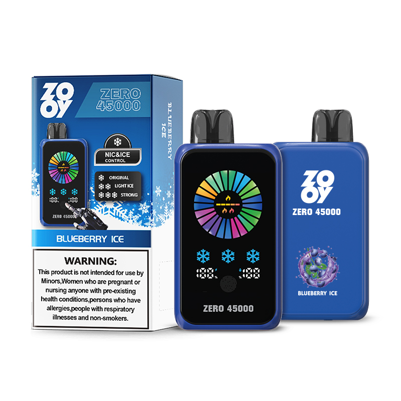 Zooy Zero 45000 Puffs Vapeは、NIC&ICEコントロール、調整可能なエアフロー、デュアルメッシュコイル、スマートディスプレイを備えた最大45,000パフを提供します。