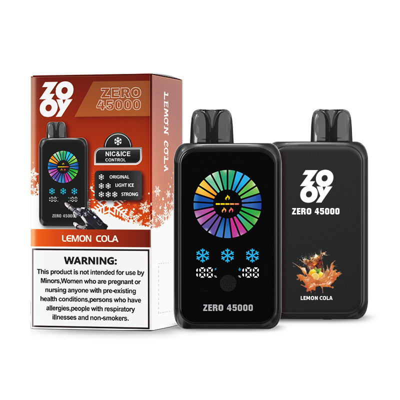 Zooy Zero 45000 Puffs Vapeは、NIC&ICEコントロール、調整可能なエアフロー、デュアルメッシュコイル、スマートディスプレイを備えた最大45,000パフを提供します。