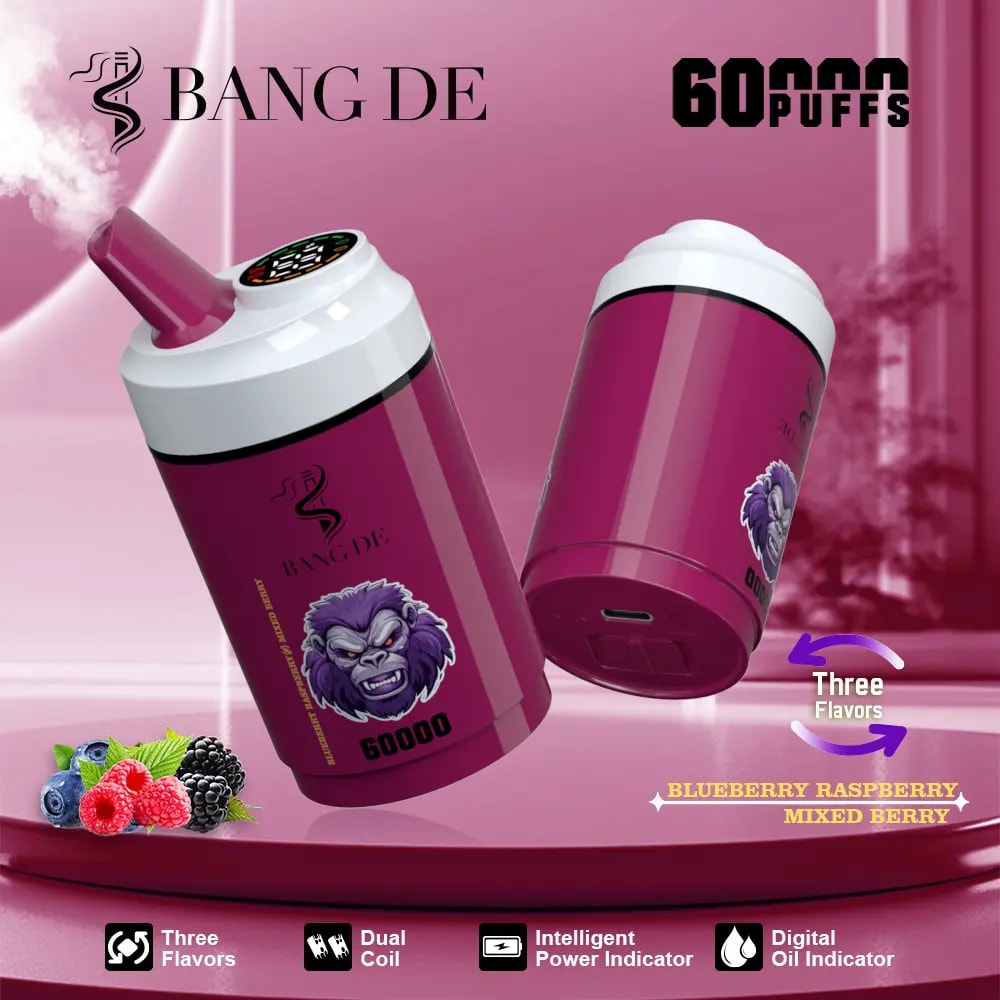 Bang de 60000 Puffs Vapeは、3-in-1フレーバー、デュアルコイル、調整可能なニコチン、12のフレーバー、スマートディスプレイ、および強力で長持ちするvapeのためのタイプC充電を提供します。