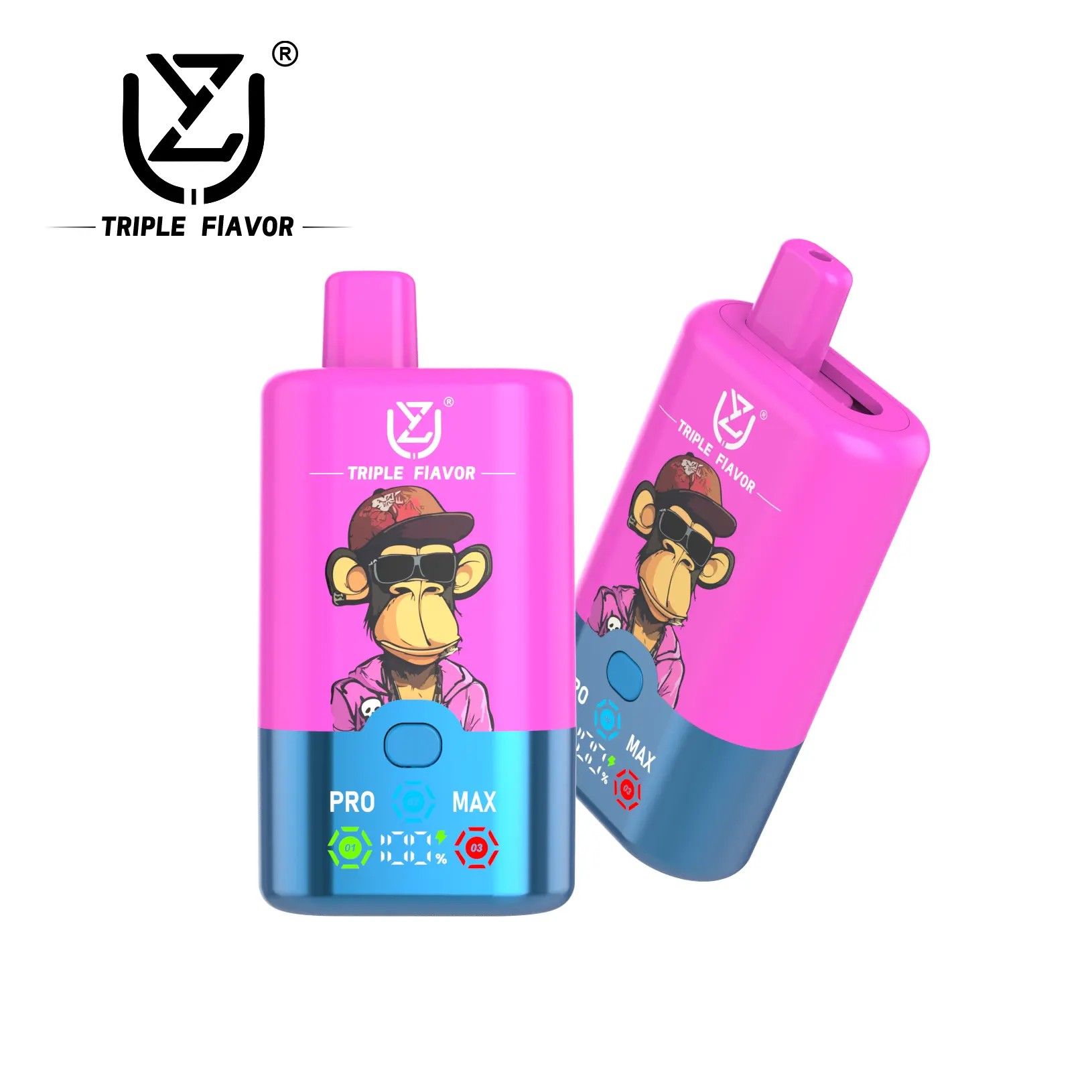 Der UZY Triple Flavor 60000 Puffs Vape bietet 3-in-1-Aromen, 54 ml E-Liquid, eine Dreifach-Mesh-Spule, einen 850-mAh-Akku, ein intelligentes LED-Display und 0%/2%/3%/5% Nikotin und sorgt für ein anpassbares und lang anhaltendes Dampferlebnis.