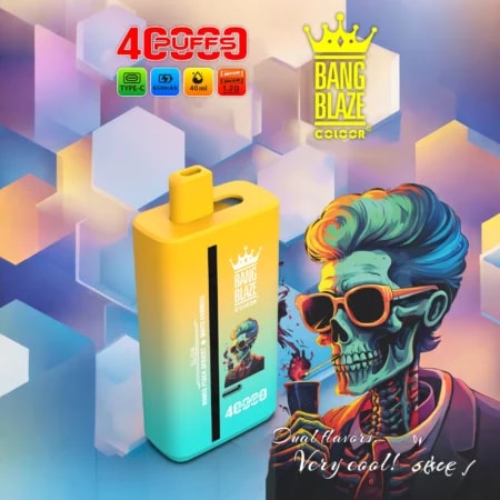 Bang Blaze 40000 Puffs Vape ofrece sabores duales, 40 ml de e-líquido y una batería de 650 mAh, perfecto para un vapeo duradero y sabroso con un rendimiento suave de bobina de malla doble.
