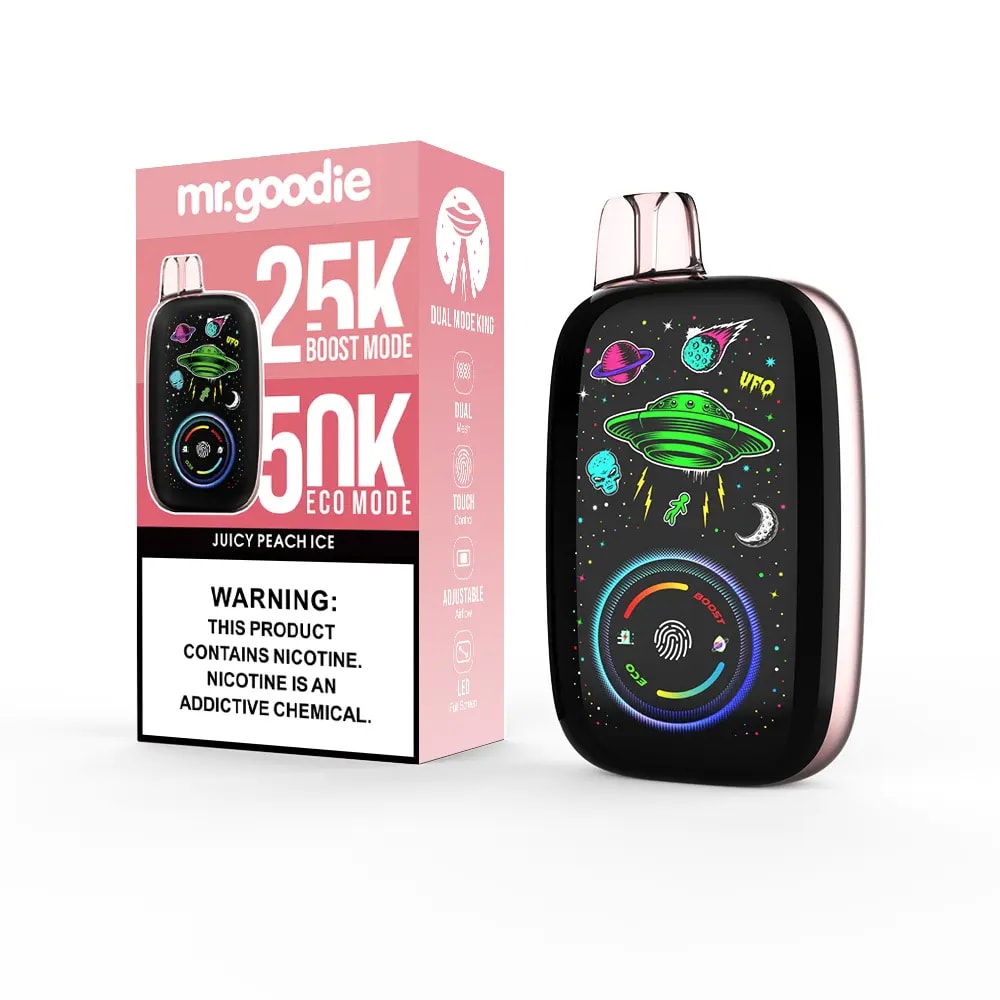 Le vapoteur Mr.Goodie Dual Mode King 50000 Puffs offre deux modes, un contrôle tactile, une batterie de 1000 mAh, une capacité de 40 ml, une double bobine en maille et 10 saveurs riches, parfait pour un vapotage doux, puissant et personnalisable à tout moment et en tout lieu.