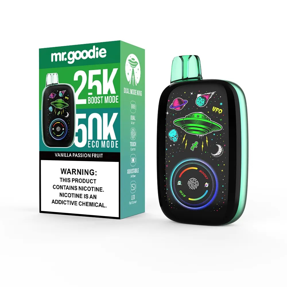 Le vapoteur Mr.Goodie Dual Mode King 50000 Puffs offre deux modes, un contrôle tactile, une batterie de 1000 mAh, une capacité de 40 ml, une double bobine en maille et 10 saveurs riches, parfait pour un vapotage doux, puissant et personnalisable à tout moment et en tout lieu.