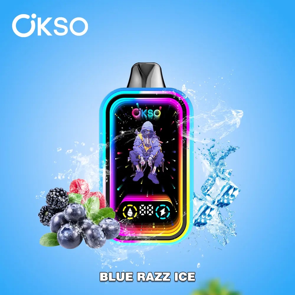 The OKSO Magic Mirror 50K puffs Vape offers 50,000 puffs, dual mesh coil, RGB lights, LED screen, child lock, and 10 flavors in a stylish, rechargeable design with Type-C charging.