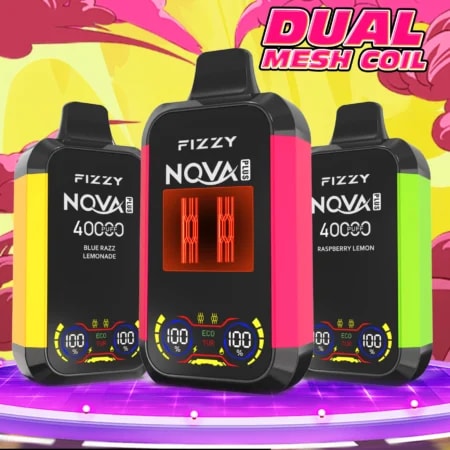 Fizzy Nova Plus 40000 パフ VAPE は、2% または 5% ニコチン、40 mL のリキッド、デュアル メッシュ コイル、エコ/ターボ モード、LCD スクリーン、Type-C 充電で最大 40,000 パフを実現し、パワフルで長時間持続する風味豊かな VAPE に最適です。.