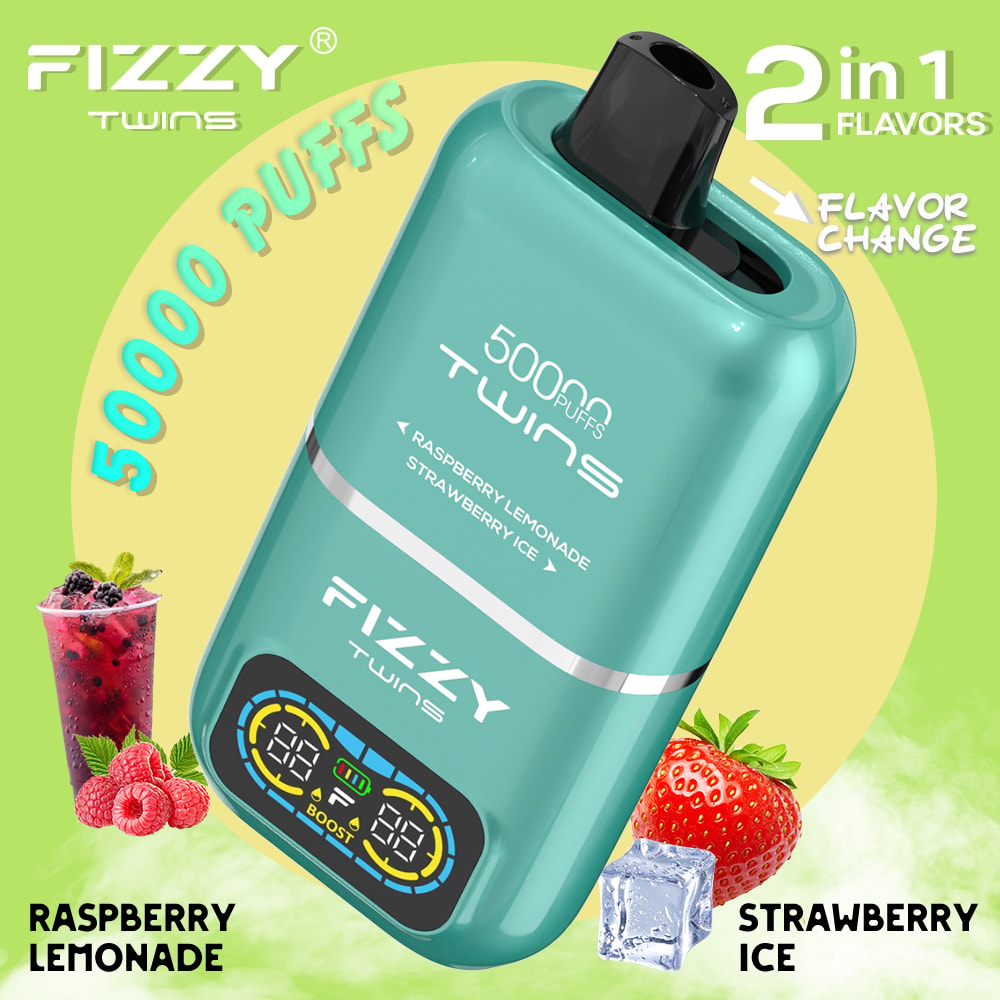 Le vapoteur Fizzy Twins 50 000 bouffées offre deux saveurs, une capacité de 50 ml et jusqu'à 50 000 bouffées. Avec un taux de nicotine de 2%/5%, des résistances à double maille et un chargeur Type-C, il offre des sessions de vapotage longues, savoureuses et puissantes.