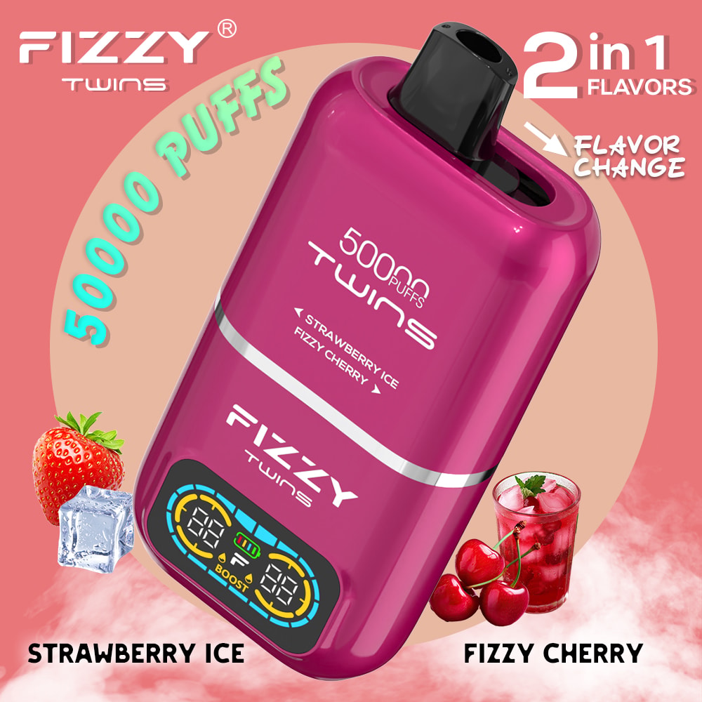Le vapoteur Fizzy Twins 50 000 bouffées offre deux saveurs, une capacité de 50 ml et jusqu'à 50 000 bouffées. Avec un taux de nicotine de 2%/5%, des résistances à double maille et un chargeur Type-C, il offre des sessions de vapotage longues, savoureuses et puissantes.