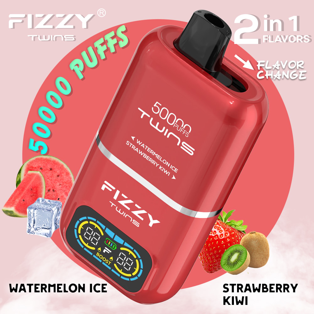 Le vapoteur Fizzy Twins 50 000 bouffées offre deux saveurs, une capacité de 50 ml et jusqu'à 50 000 bouffées. Avec un taux de nicotine de 2%/5%, des résistances à double maille et un chargeur Type-C, il offre des sessions de vapotage longues, savoureuses et puissantes.