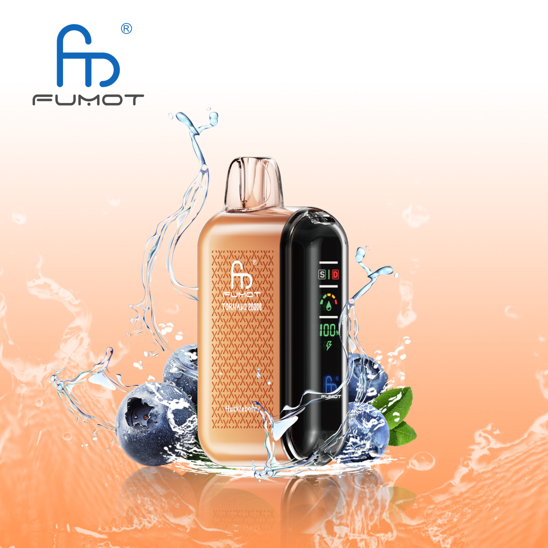 RandM Fumot Tornado 20K Puffs Vape offers 2%-5% nicotine, 20,000 puffs, 20mL e-liquid, dual mesh coil, smart screen, fast Type-C charging, and 39 flavors in a convenient 10-pack for lasting, flavorful vaping.