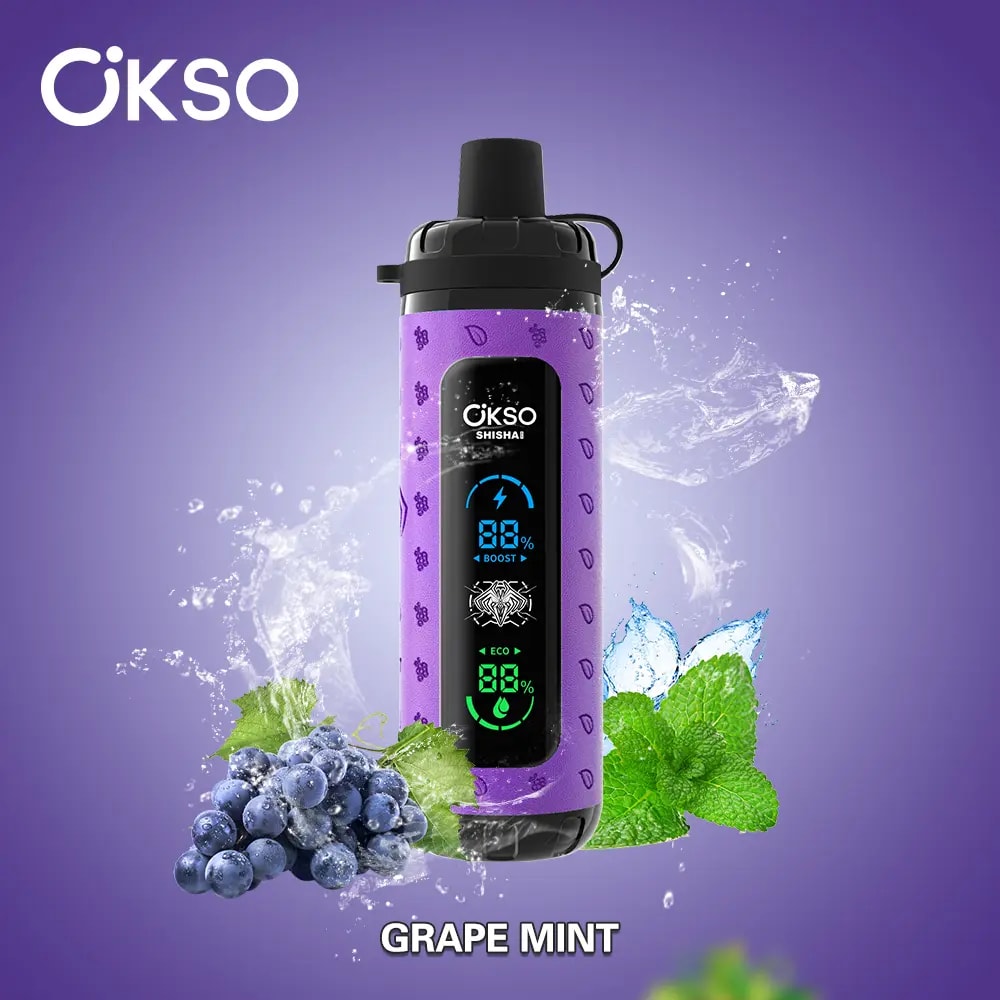Der OKSO Shisha Max 40K Puffs Disposable Vape bietet 40.000 Züge, 36 ml E-Liquid, Mesh-Coil, LED-Display, Typ-C-Ladefunktion, einstellbare Luftzufuhr, Leistungsregelung und 10 Geschmacksrichtungen in einem kindersicheren Design.