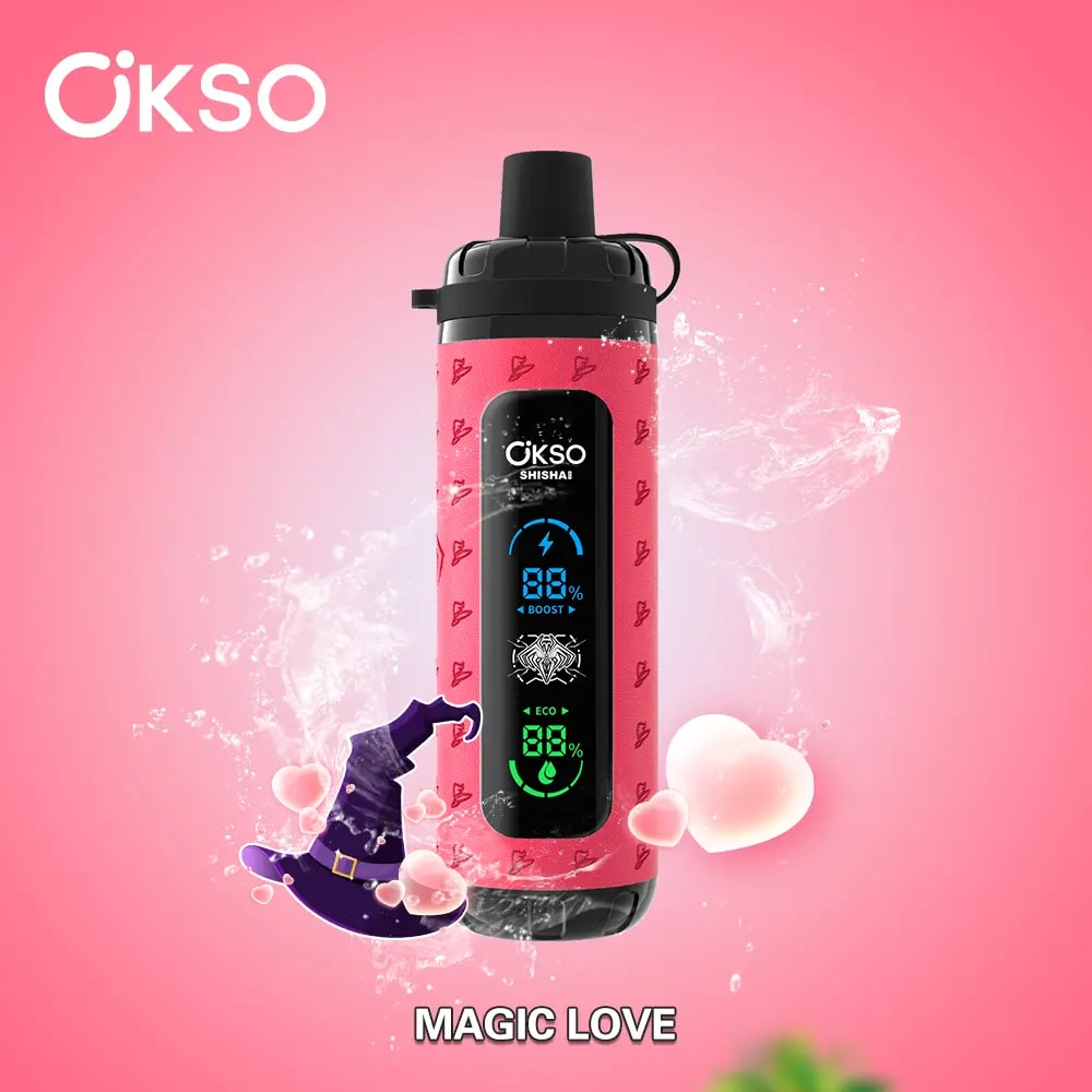 Der OKSO Shisha Max 40K Puffs Disposable Vape bietet 40.000 Züge, 36 ml E-Liquid, Mesh-Coil, LED-Display, Typ-C-Ladefunktion, einstellbare Luftzufuhr, Leistungsregelung und 10 Geschmacksrichtungen in einem kindersicheren Design.