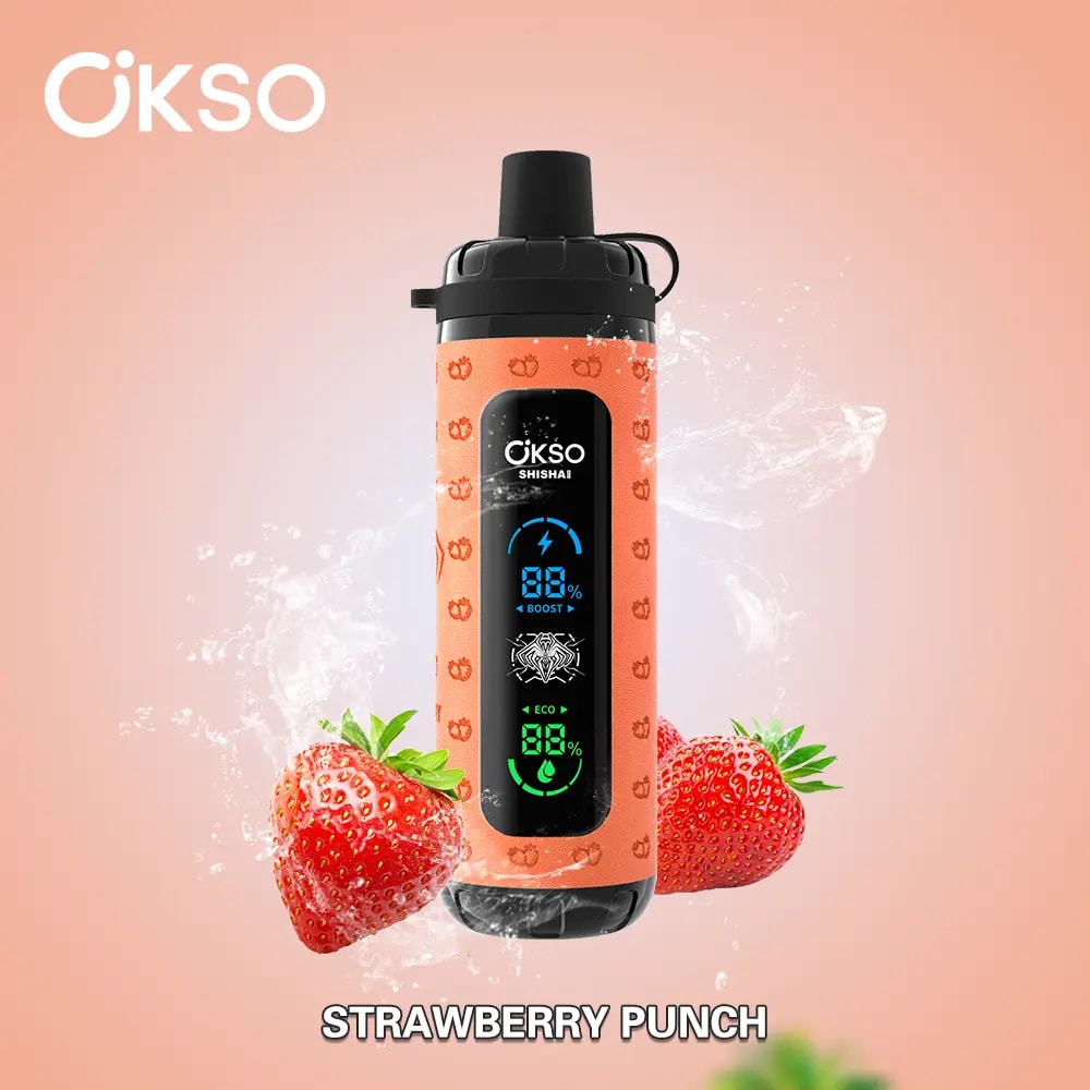 Der OKSO Shisha Max 40K Puffs Disposable Vape bietet 40.000 Züge, 36 ml E-Liquid, Mesh-Coil, LED-Display, Typ-C-Ladefunktion, einstellbare Luftzufuhr, Leistungsregelung und 10 Geschmacksrichtungen in einem kindersicheren Design.