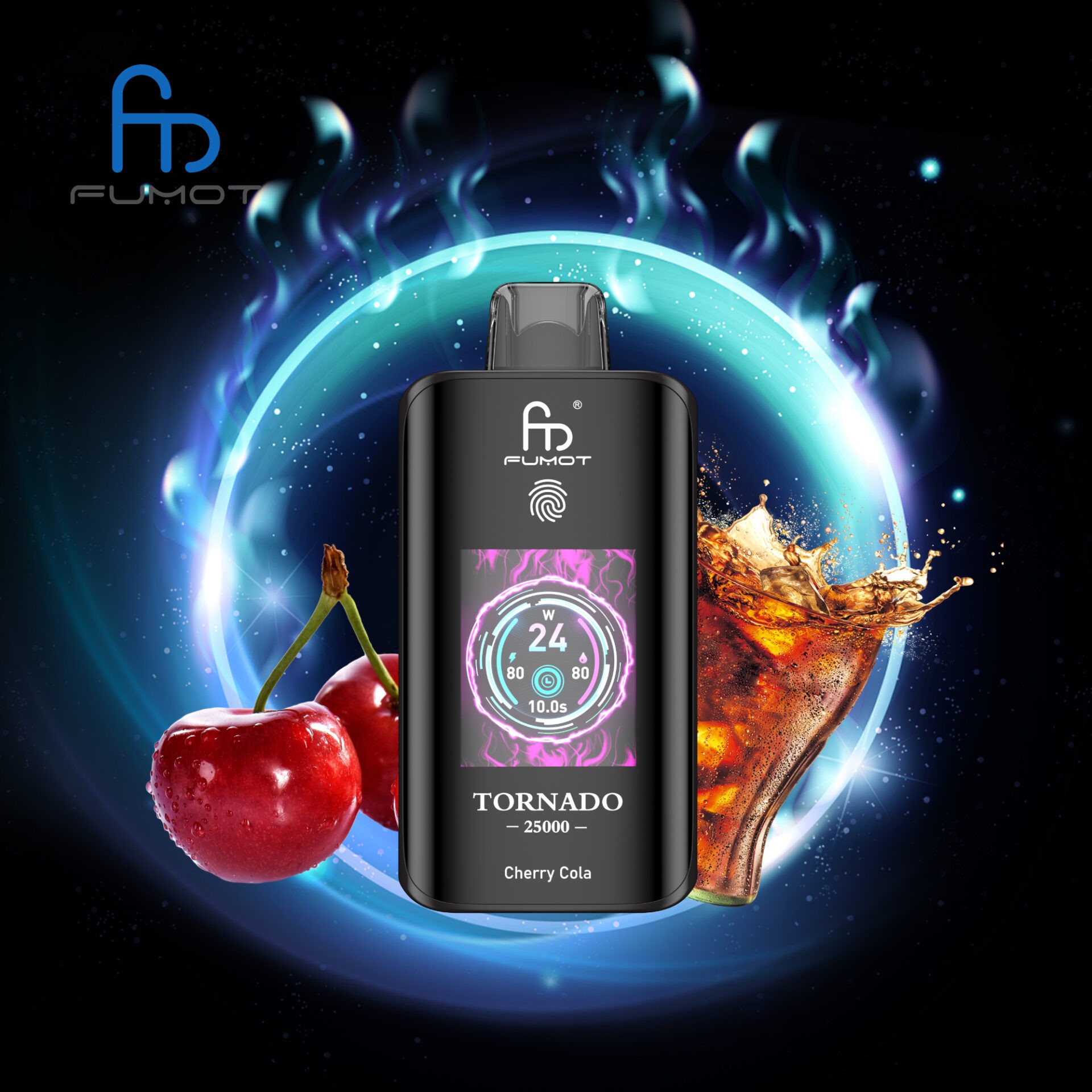 El RandM Fumot Tornado 25K ofrece 25.000 bocanadas, bobina de malla dual, batería de 700 mAh, pantalla táctil y carga rápida tipo C, con 26 sabores y potencia ajustable, brindando un vapeo suave, duradero y personalizable.
