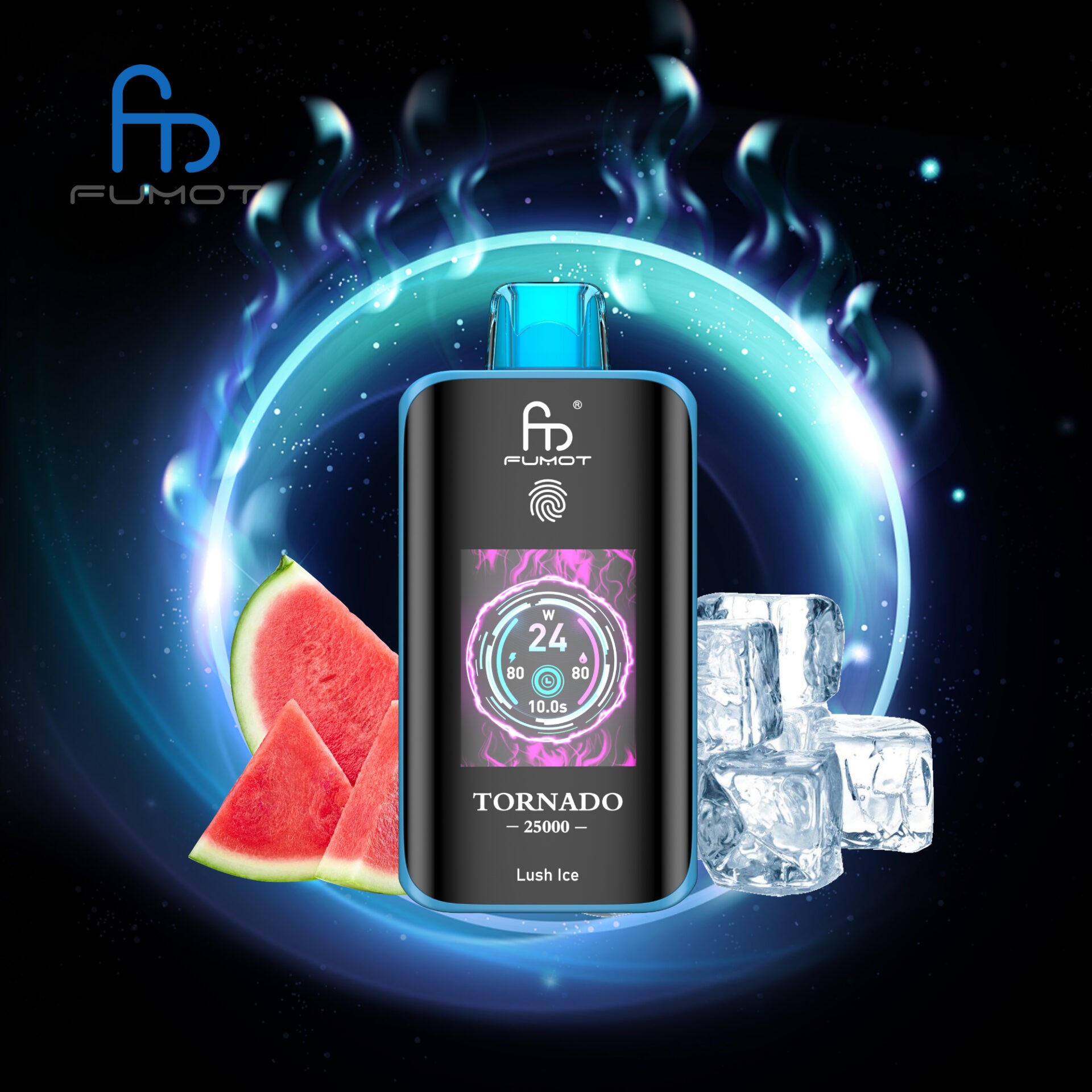El RandM Fumot Tornado 25K ofrece 25.000 bocanadas, bobina de malla dual, batería de 700 mAh, pantalla táctil y carga rápida tipo C, con 26 sabores y potencia ajustable, brindando un vapeo suave, duradero y personalizable.