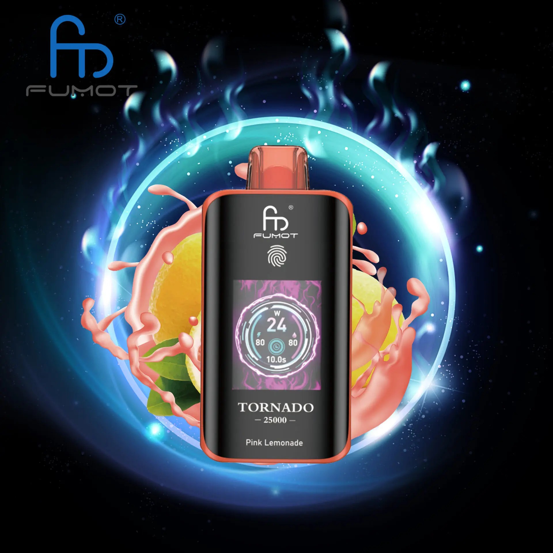 El RandM Fumot Tornado 25K ofrece 25.000 bocanadas, bobina de malla dual, batería de 700 mAh, pantalla táctil y carga rápida tipo C, con 26 sabores y potencia ajustable, brindando un vapeo suave, duradero y personalizable.