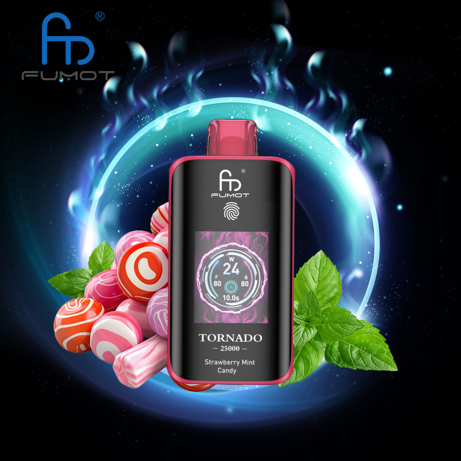 El RandM Fumot Tornado 25K ofrece 25.000 bocanadas, bobina de malla dual, batería de 700 mAh, pantalla táctil y carga rápida tipo C, con 26 sabores y potencia ajustable, brindando un vapeo suave, duradero y personalizable.